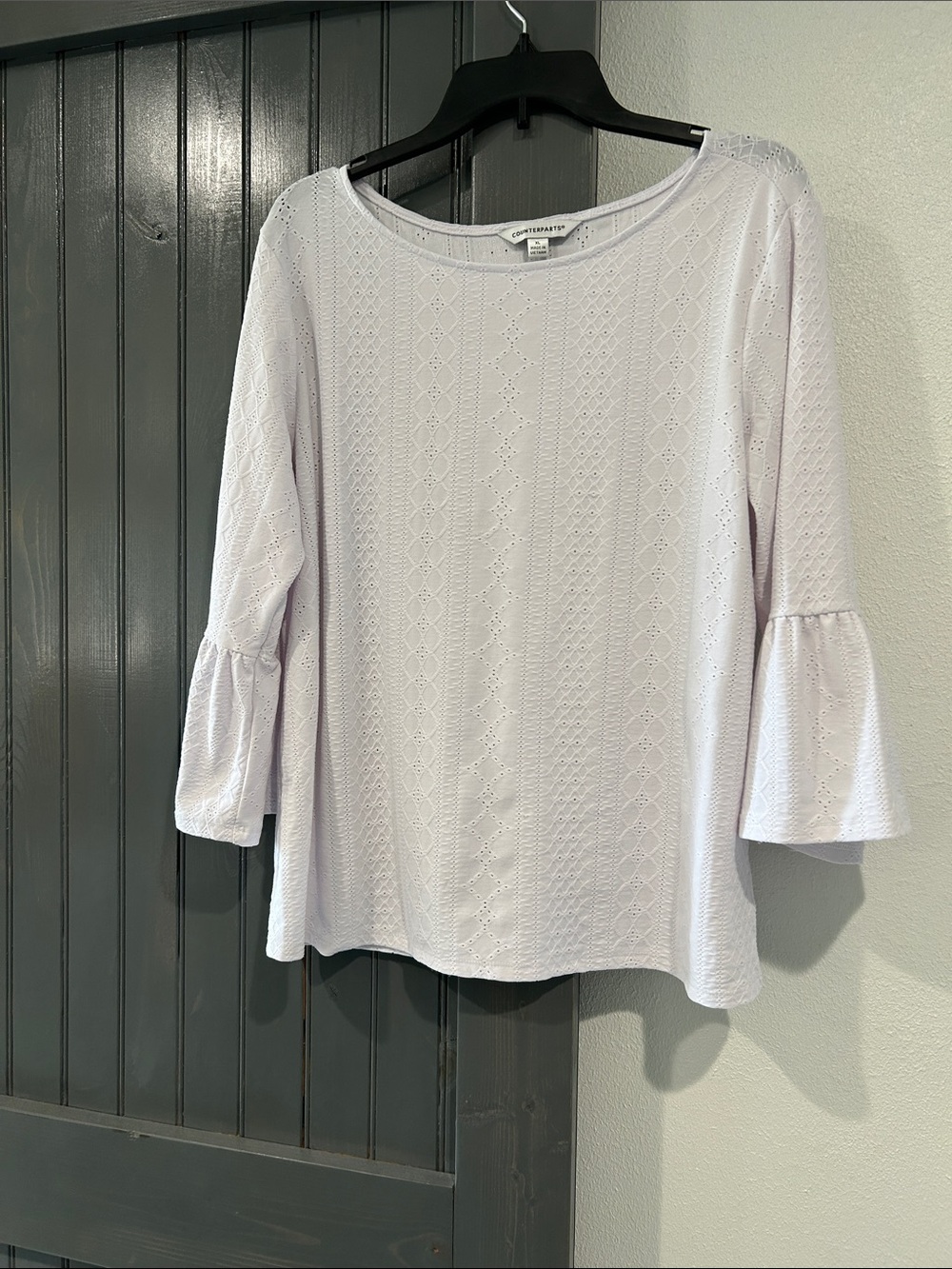 Counterparts White Eyelet Bell-Sleeve Top